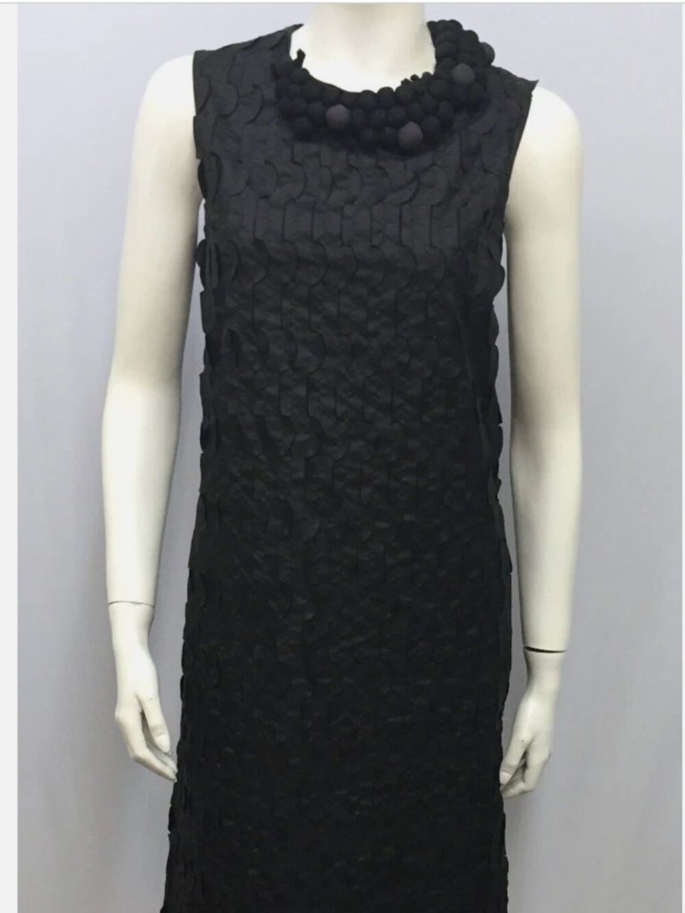 PIAZZA SEMPIONE DRESS 3-D SCULPTED BLACK INCRECDIBLE COLLAR WORK OF ART Small